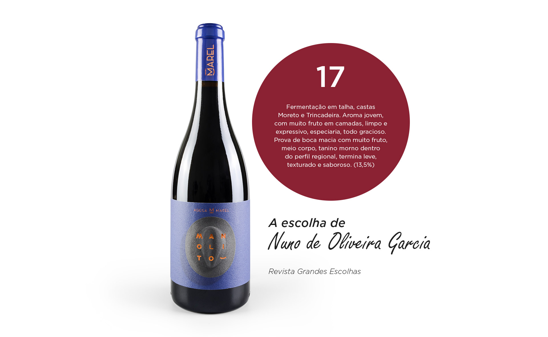 A escolha de Nuno de Oliveira Garcia - Revista Grandes Escolhas. Número 17 - Garrafa de Vinho Tinto Manolito